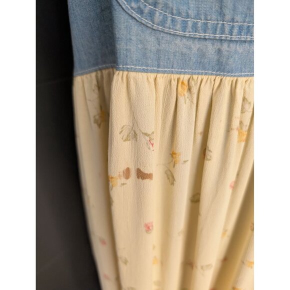 Vintage Jones New York Denim and Chiffon Floral Maxi Dress - 4 - Picture 5 of 9